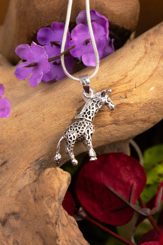 Baby Giraffe Silver Pendant