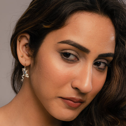 Leaping Frogs Abalone Silver Earrings