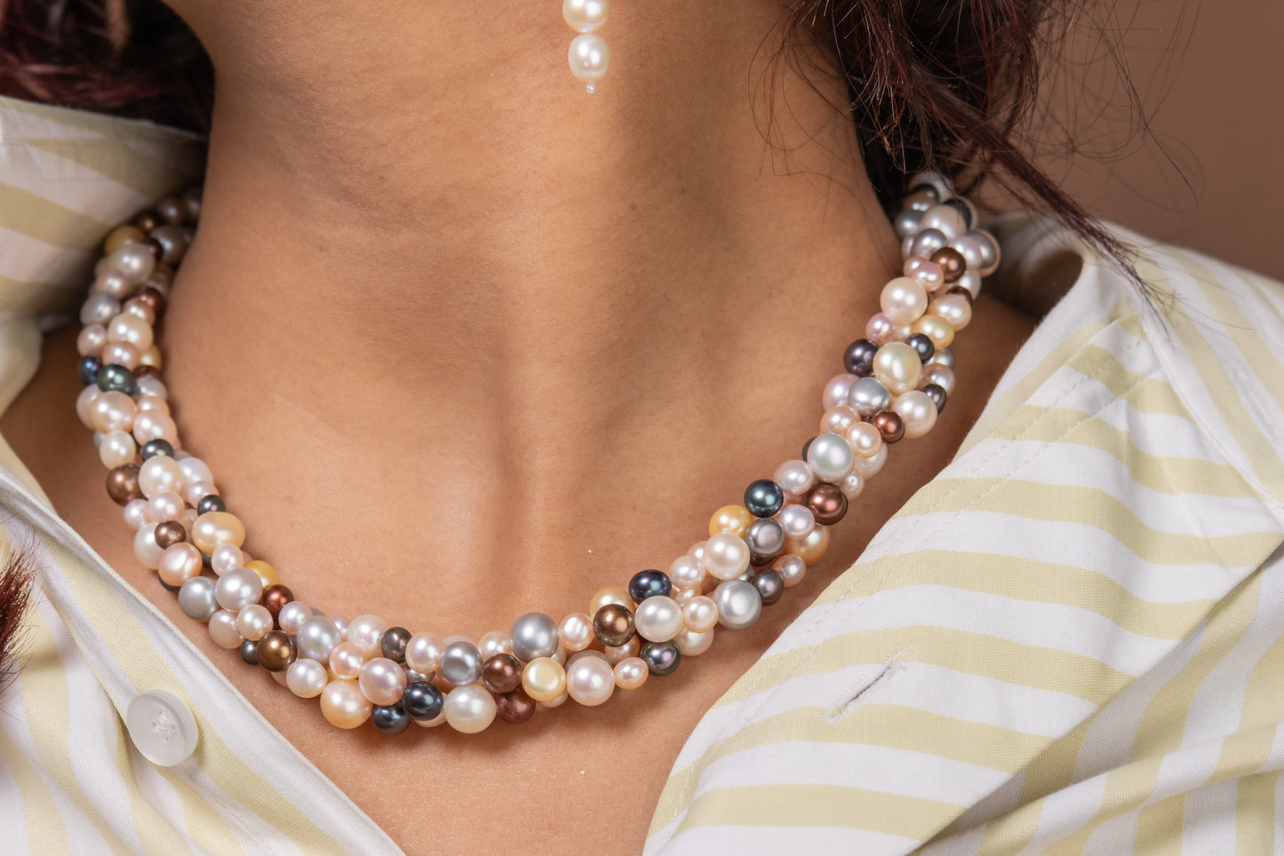 Song of the Sea Woven Pearl Necklace and Earrings Set