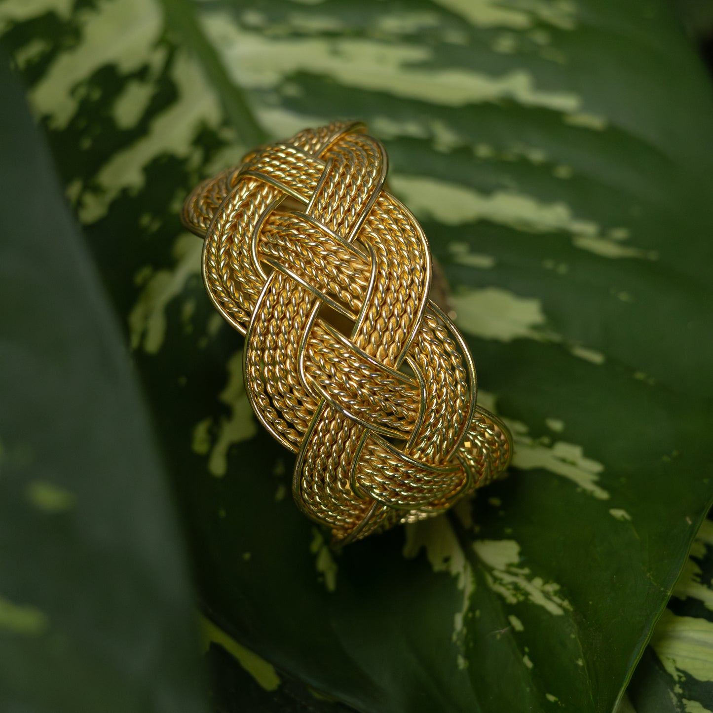 Braided Brass Statement Cuff Bracelet