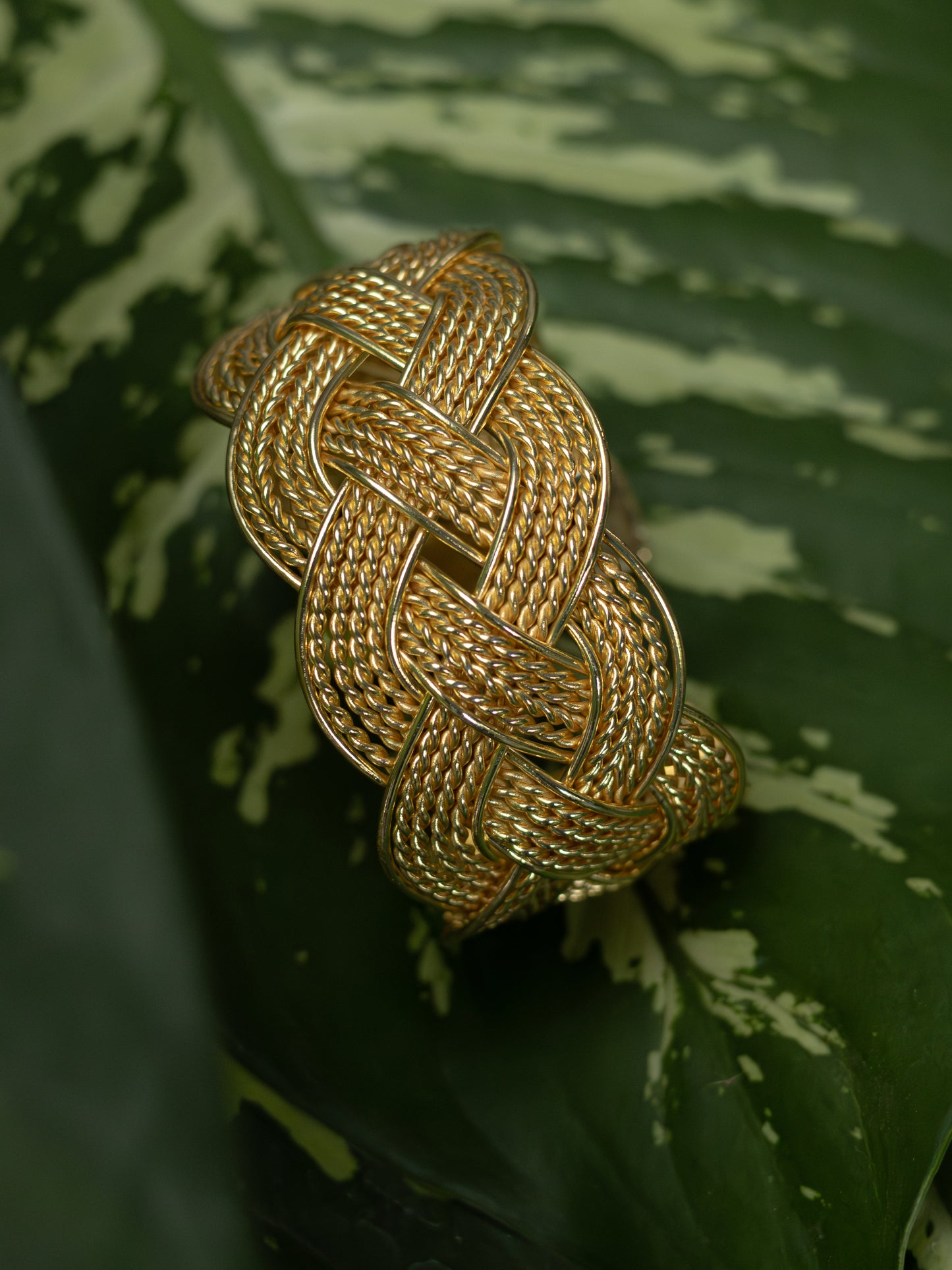 Braided Brass Statement Cuff Bracelet