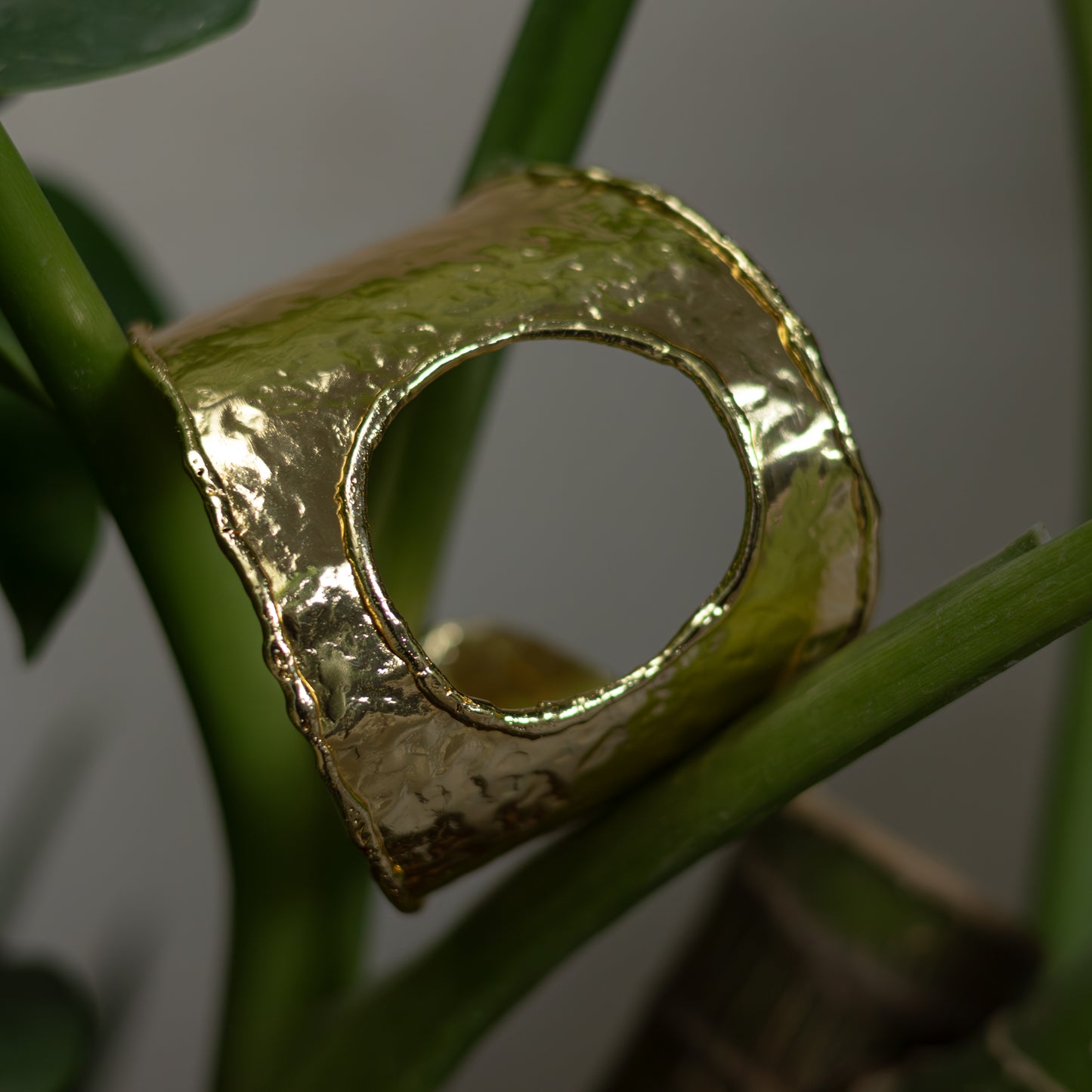 Hammered Moon Statement Cuff Bracelet