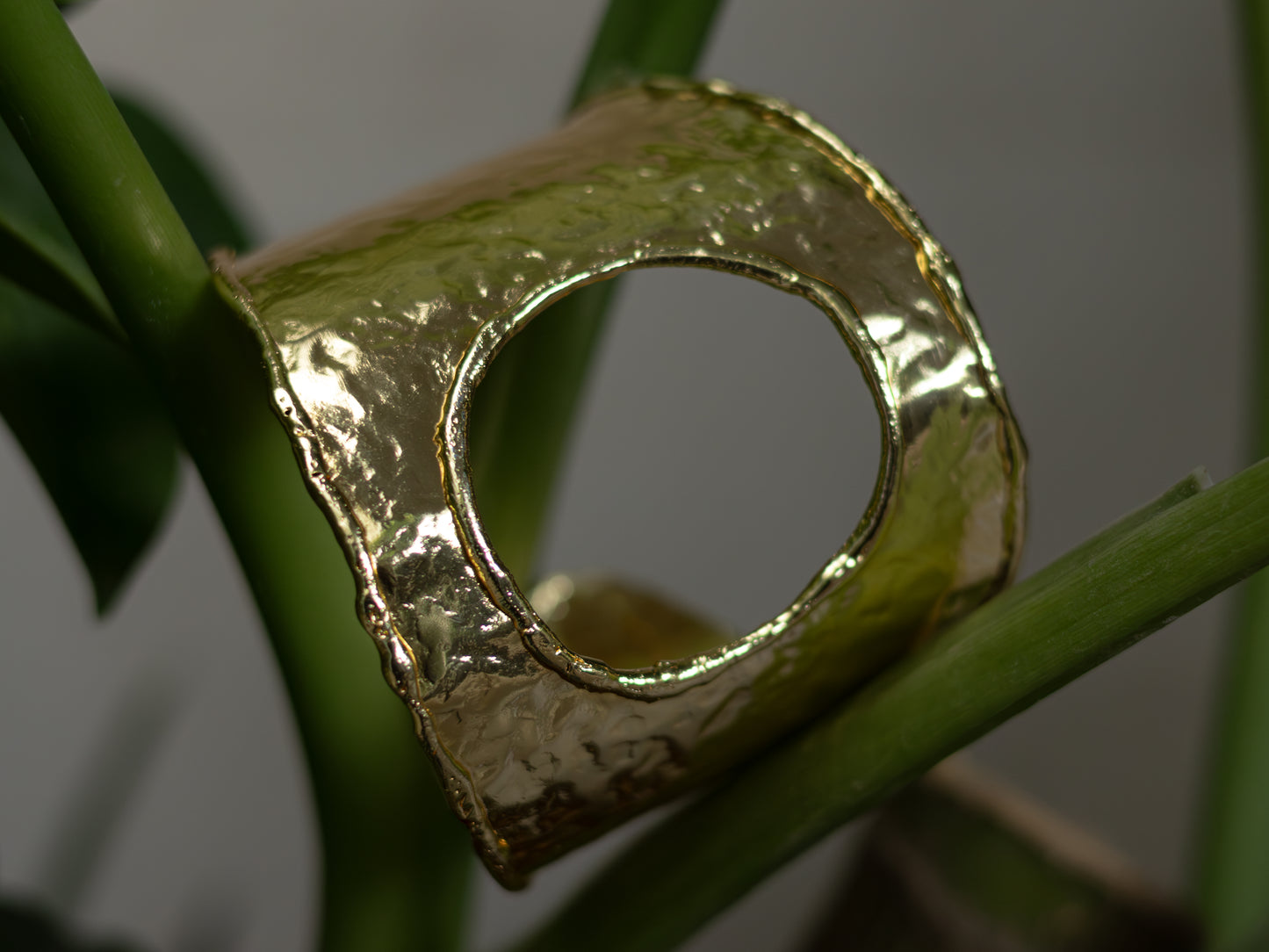 Hammered Moon Statement Cuff Bracelet