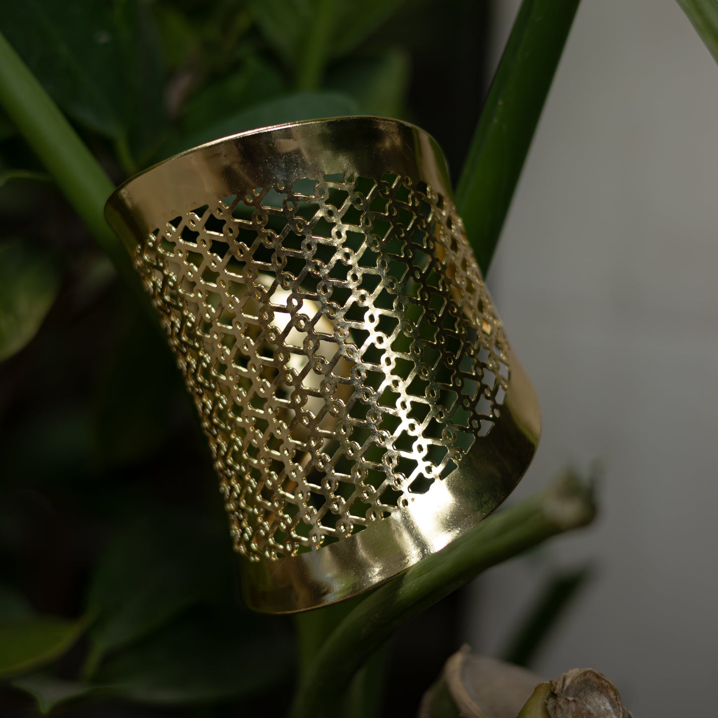 Lattice Brass Statement Cuff