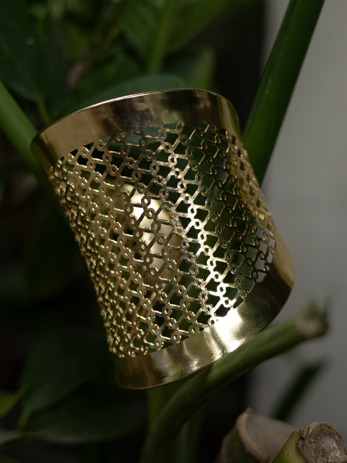 Lattice Brass Statement Cuff