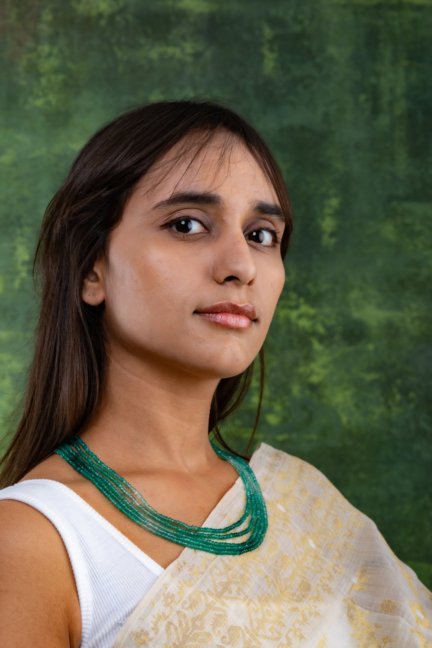 Graduated Green Multilayered Necklace