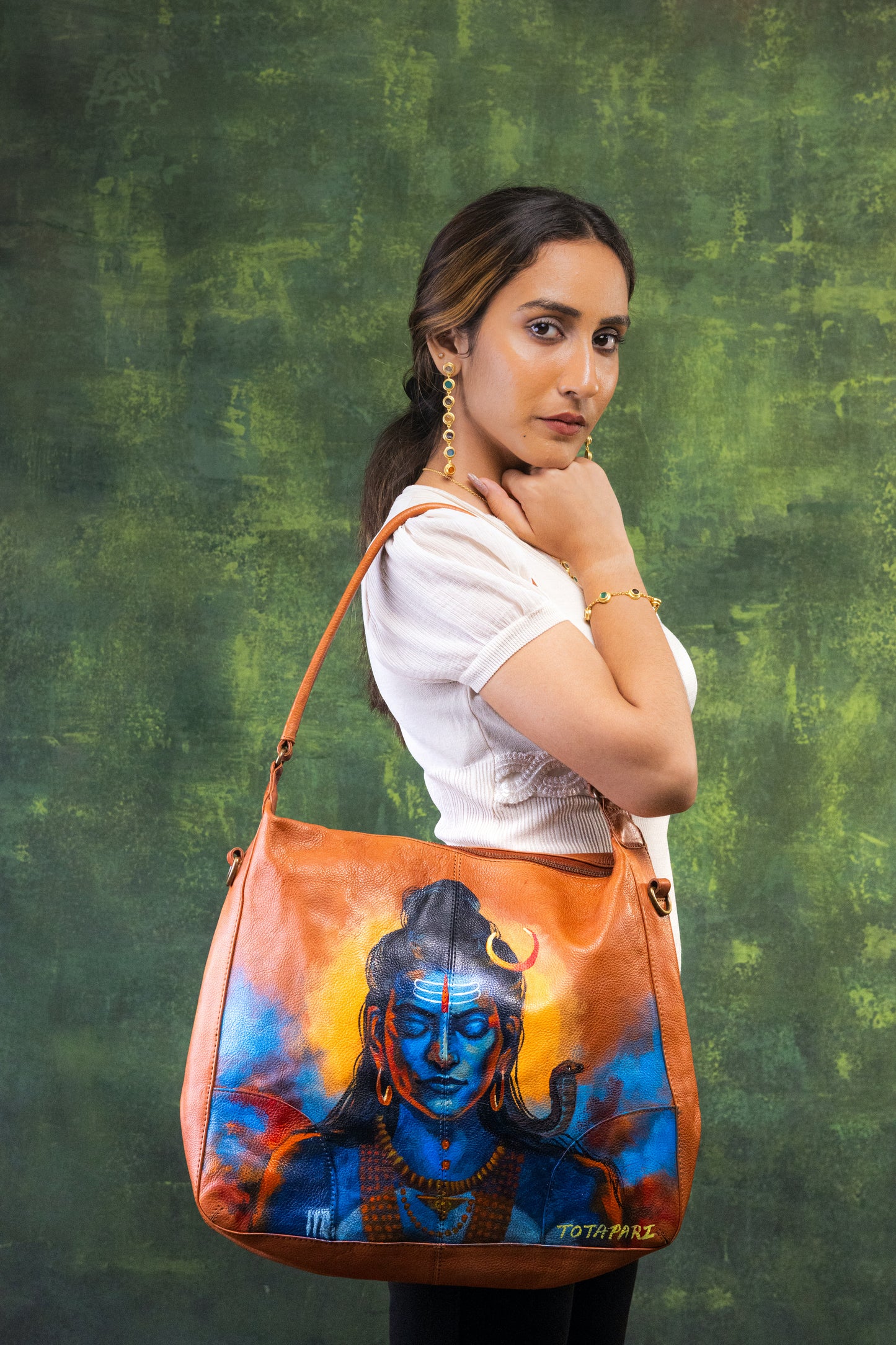 Hand Painted Lord Shiva Hobo Bag