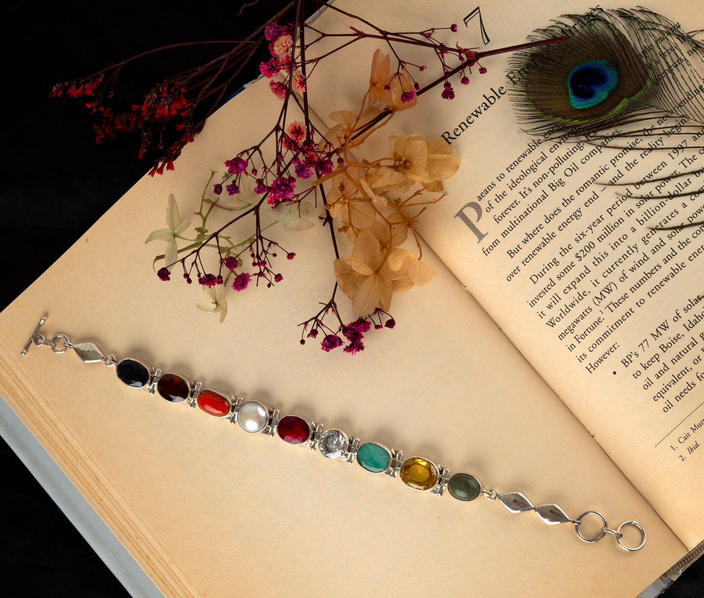 Multi Stone Silver Bracelet