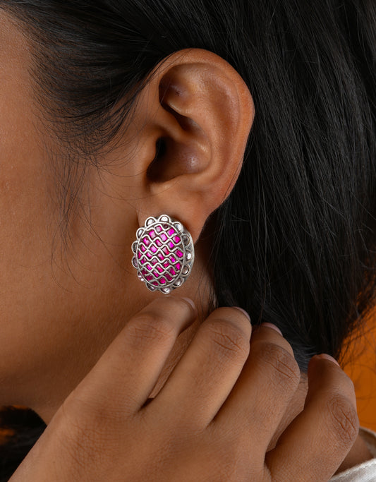 Lotus Lustre Silver Studs