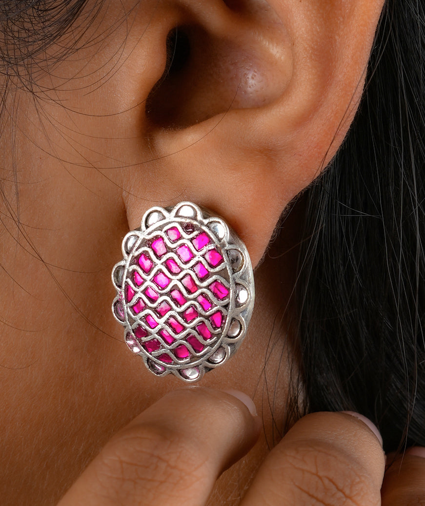 Lotus Lustre Silver Studs