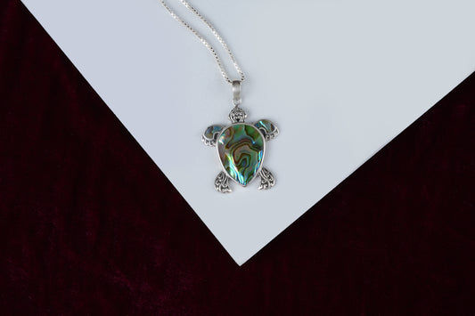Turtle Charm Silver And Abalone Pendant