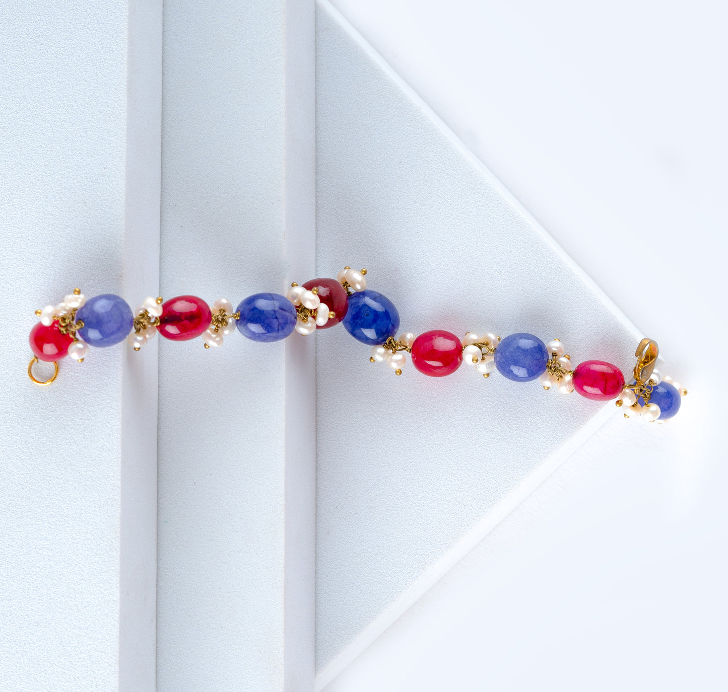 Blue Pink Agates Bracelet