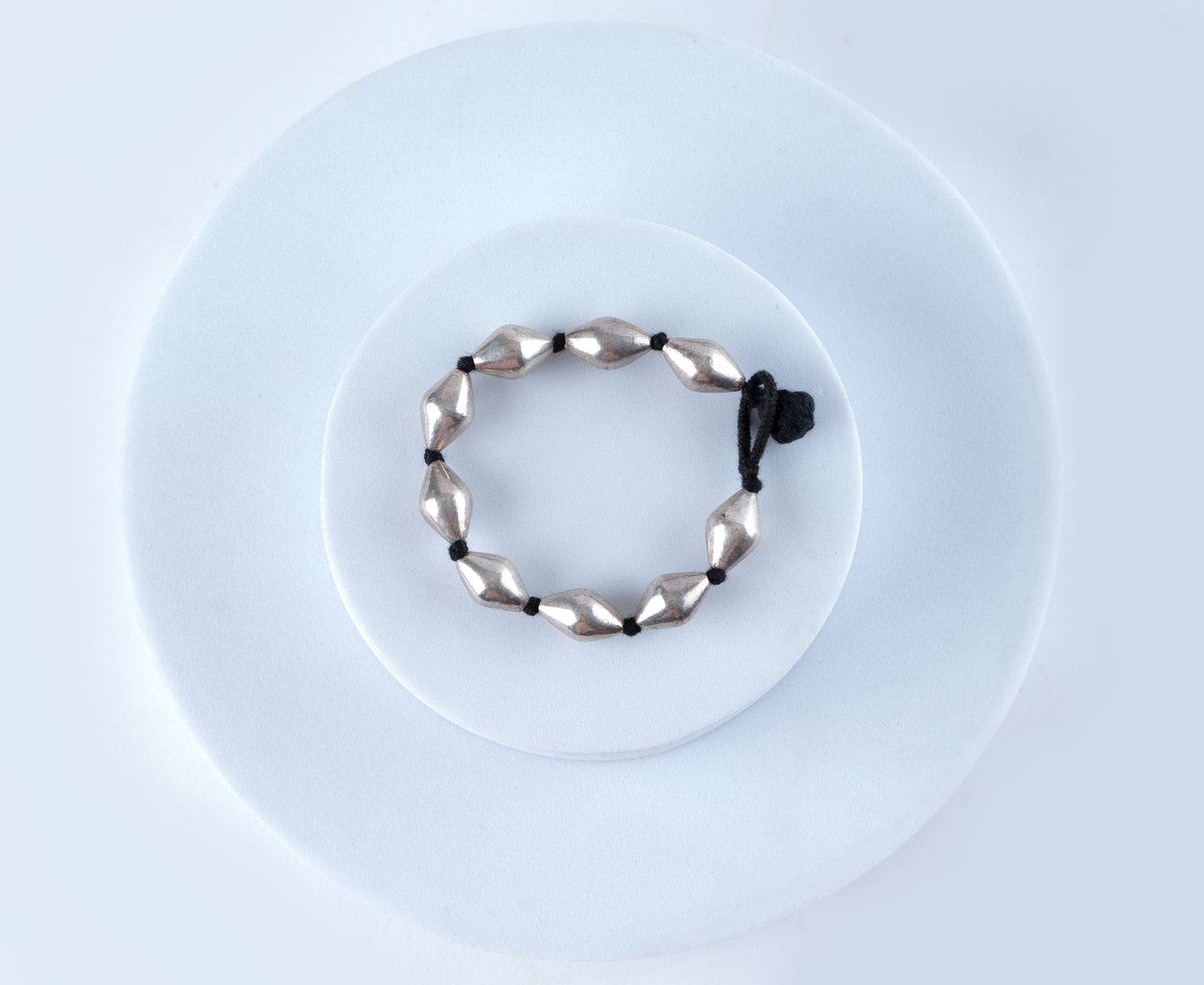 Silver Beads Hand Knotted Bracelet