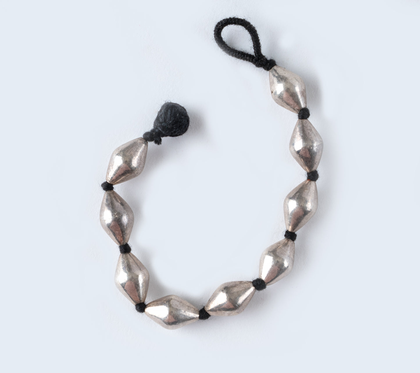 Silver Beads Hand Knotted Bracelet