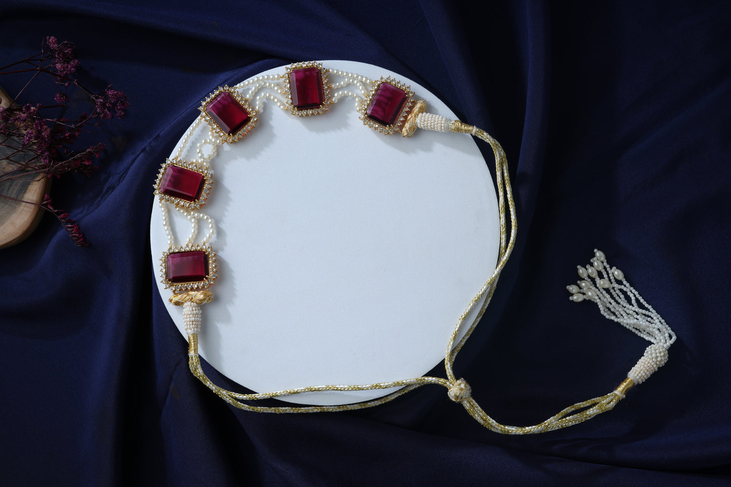 Ruby Diamond Accent Pearl Choker Set