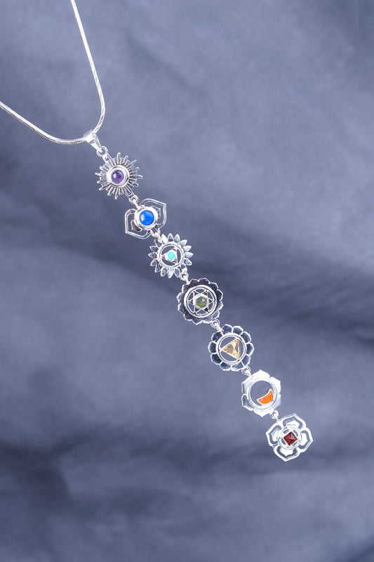 'Balance Your Life' Silver Seven Chakra Pendant