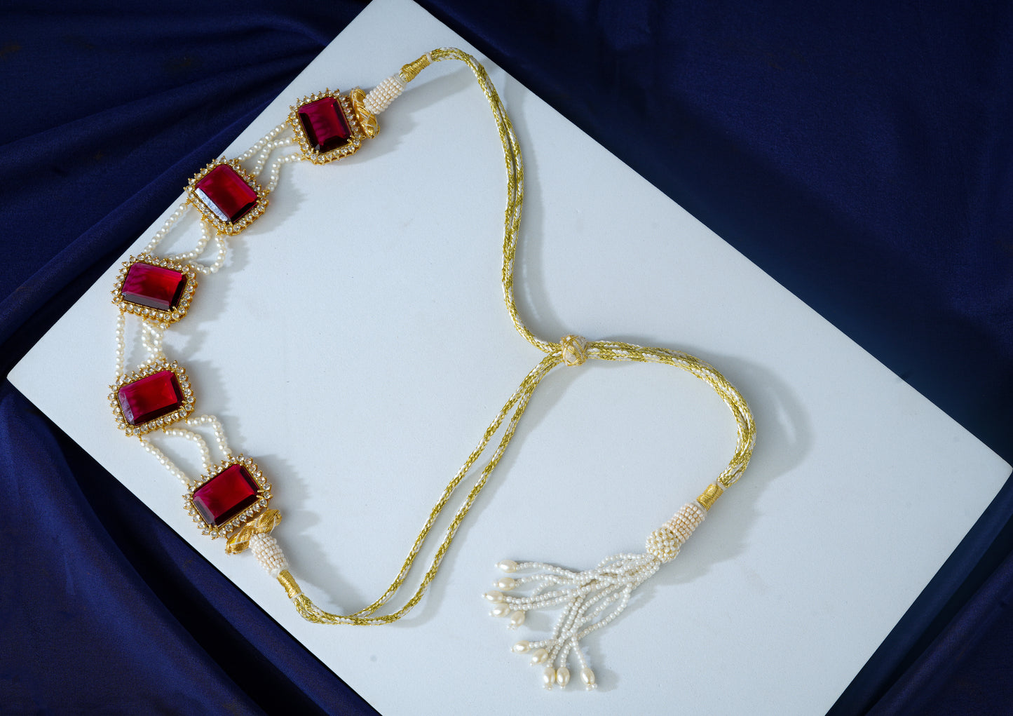 Ruby Diamond Accent Pearl Choker Set