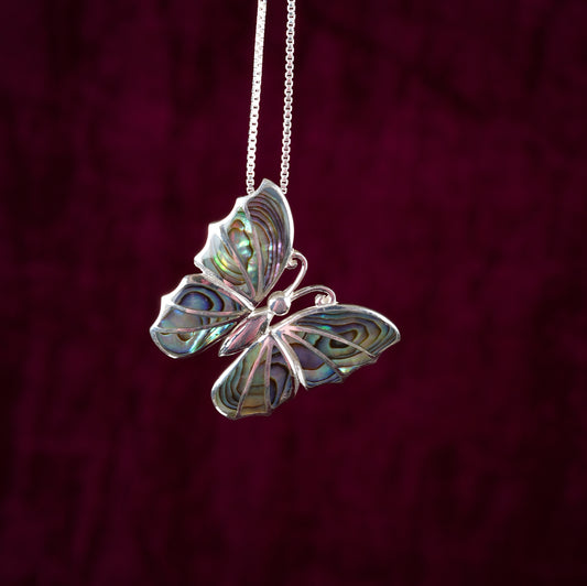 Flirty Butterfly Silver And Abalone Pendant