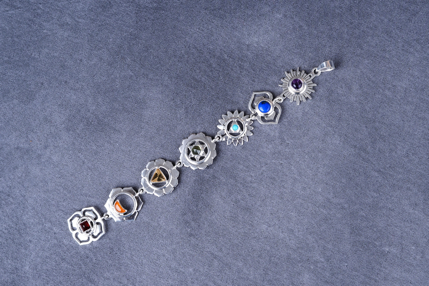 'Balance Your Life' Silver Seven Chakra Pendant