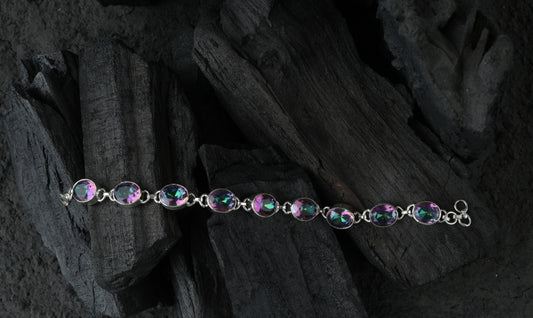 Mystic Stone and Silver Bracelet