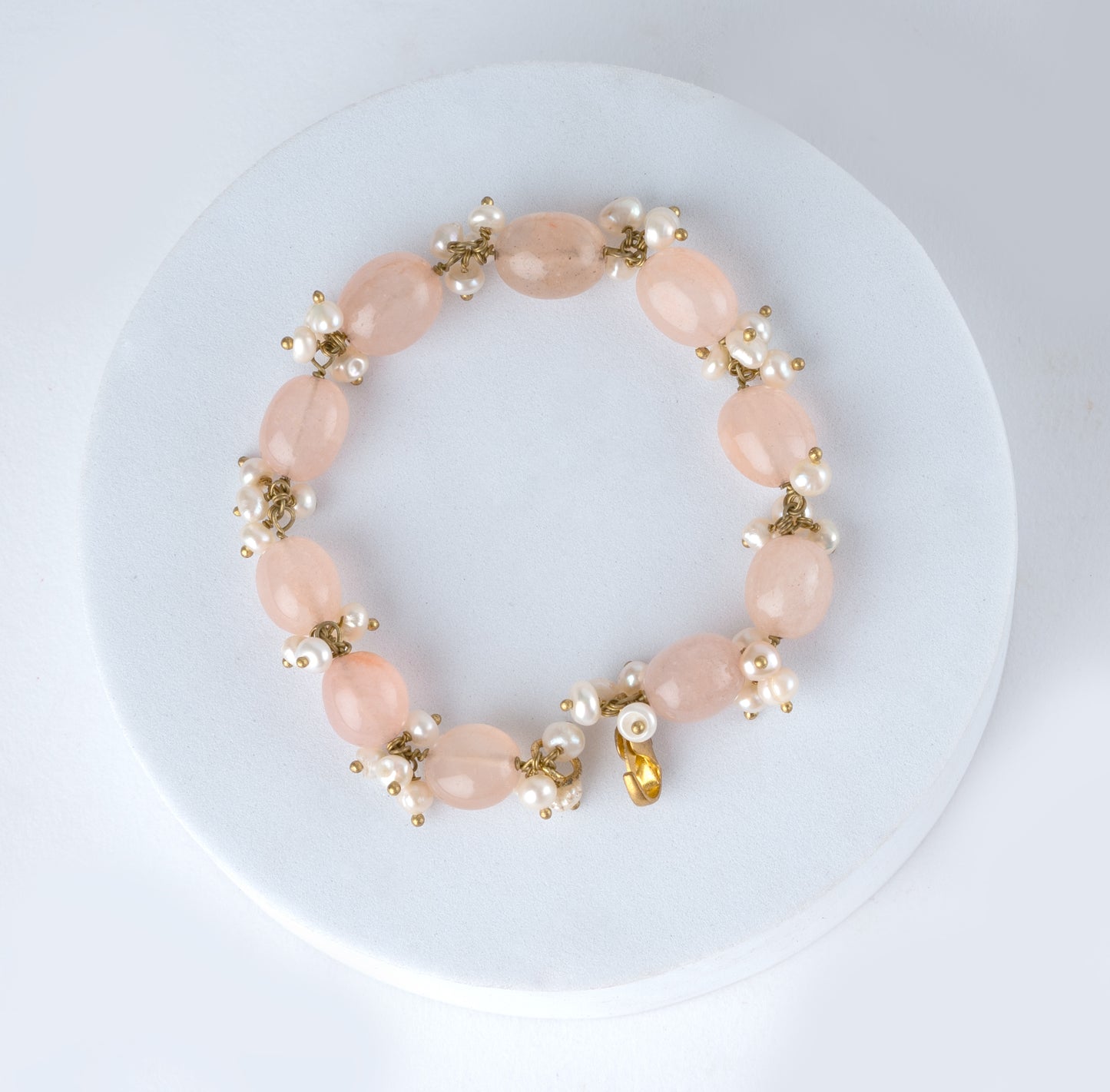 Pink Agates And Pearls Necklace