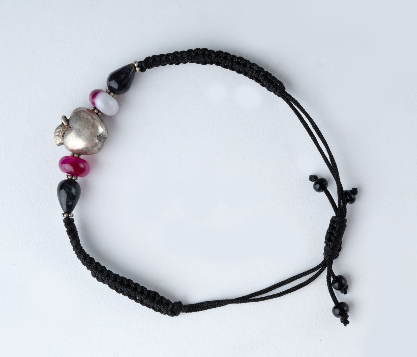 Apple Silver Black Thread Bracelet