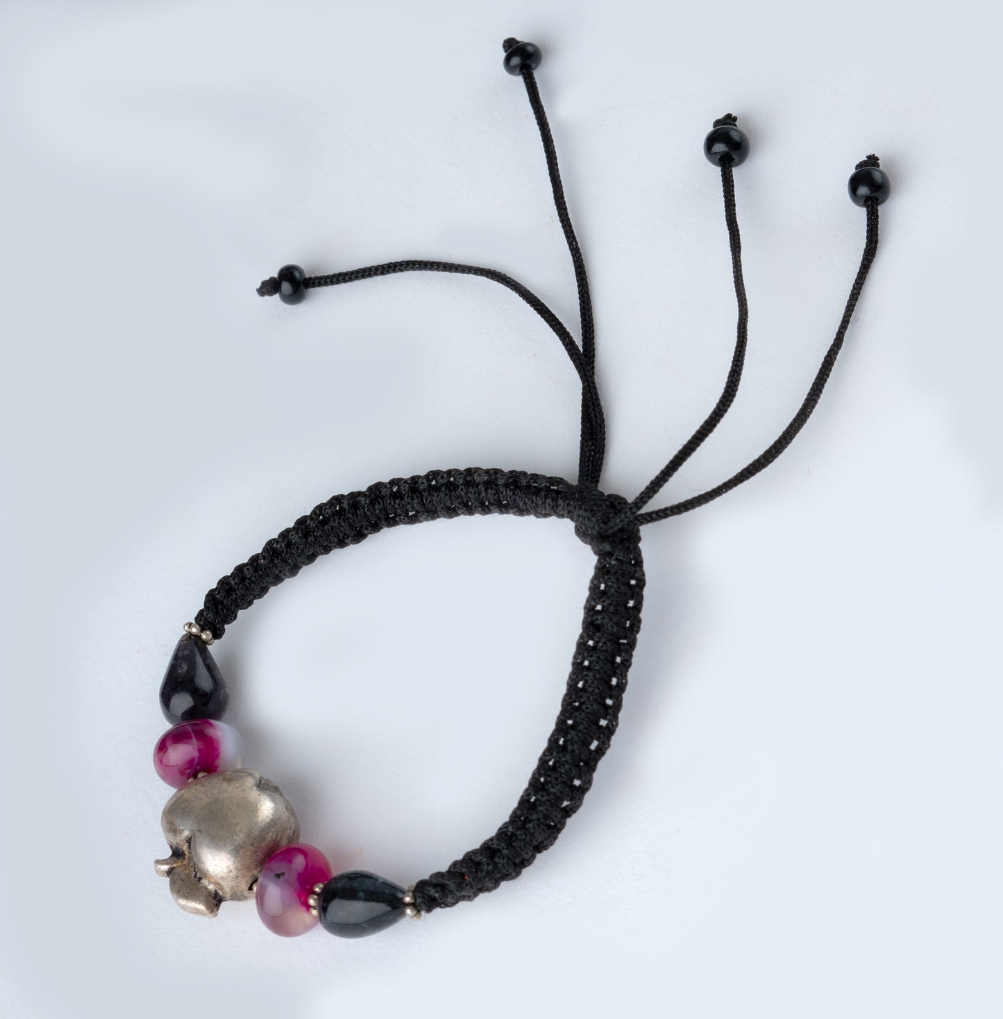 Apple Silver Black Thread Bracelet