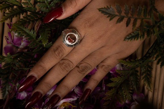Courage - Silver Sacral Chakra Carnelian Ring