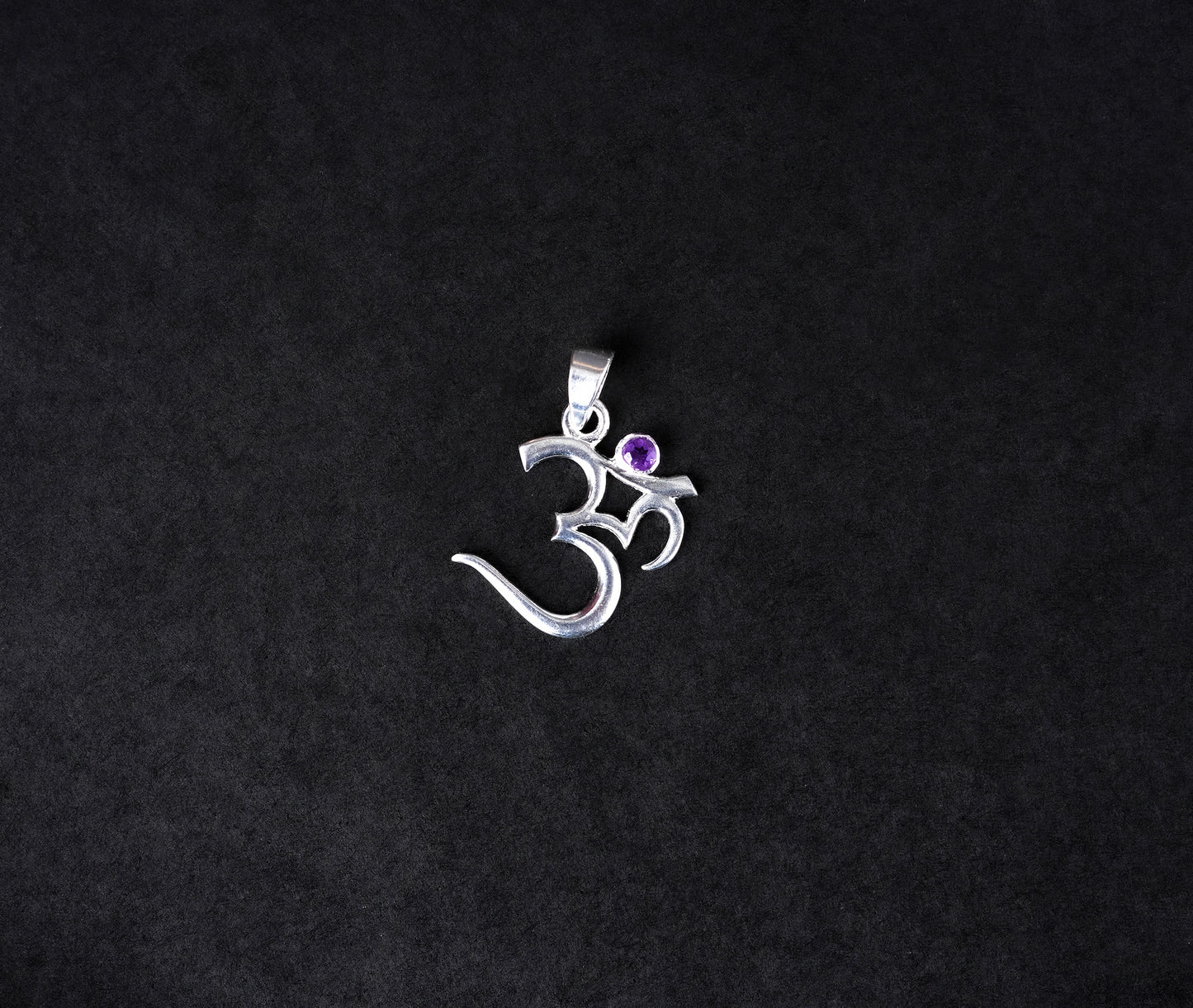 Eternal 'OM' Silver Pendant With Amethyst