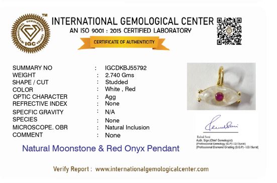 Natural Moonstone Gold Plated Silver Evil Eye Pendant