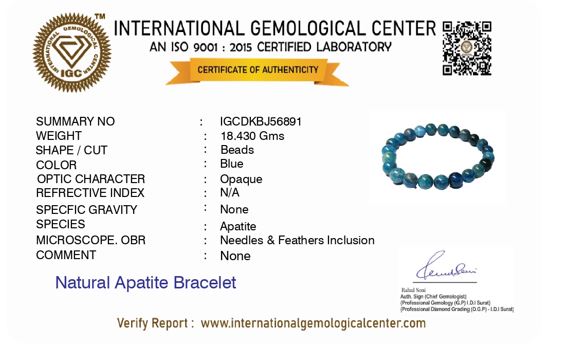 Blue Apatite Bracelet For Improved Focus