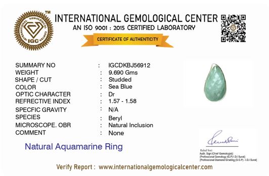 Aqua Drop Natural Aquamarine Silver Ring