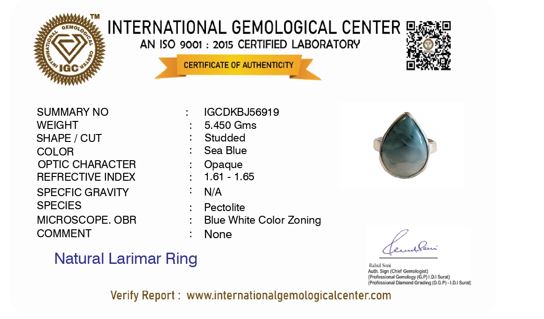 Larimar Drop Silver Ring