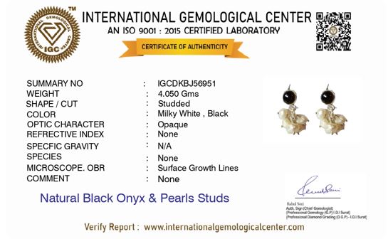 Black Onyx Pearl Silver Studs