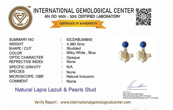 Lapis Lazuli Pearls Silver Studs