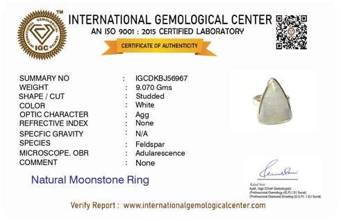 Moonstone Triangle Silver Ring