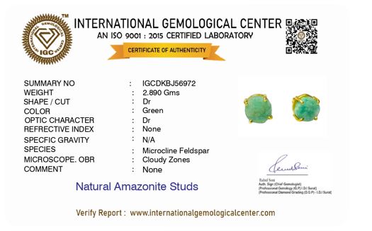 Natural Uncut Amazonite Gemstone Studs