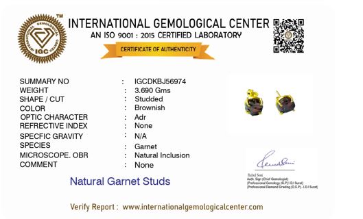 Natural Uncut Garnet Gemstone Studs