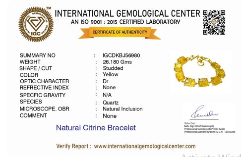 Uncut Citrine Bracelet
