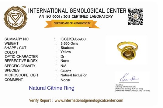 Uncut Round Citrine Ring