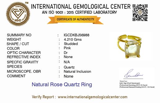 Uncut Rose Quartz Ring