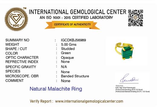 Natural Uncut Malachite Ring