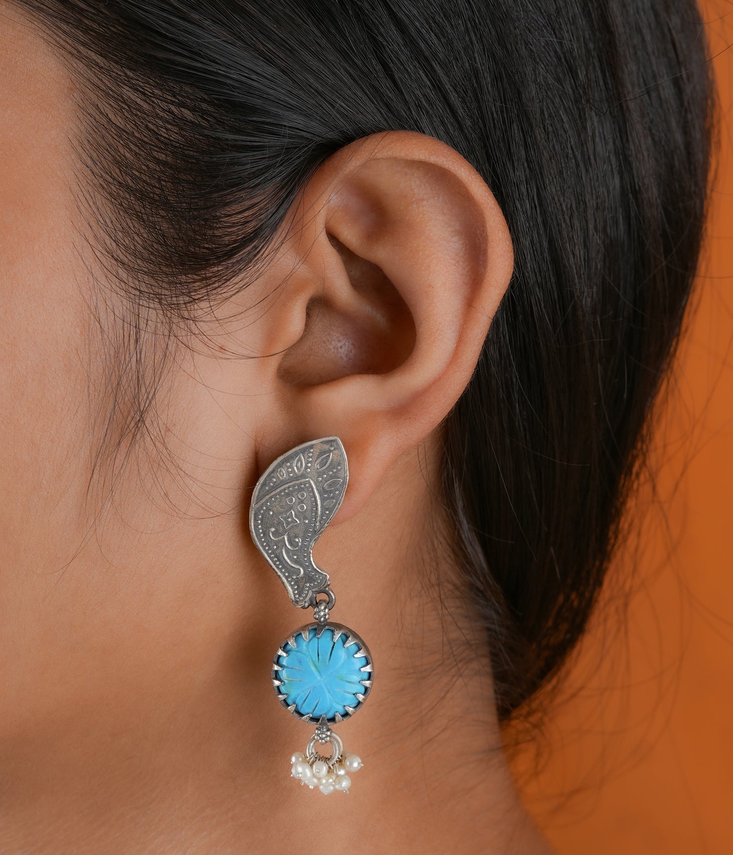 Turquoise Drop Silver Earrings
