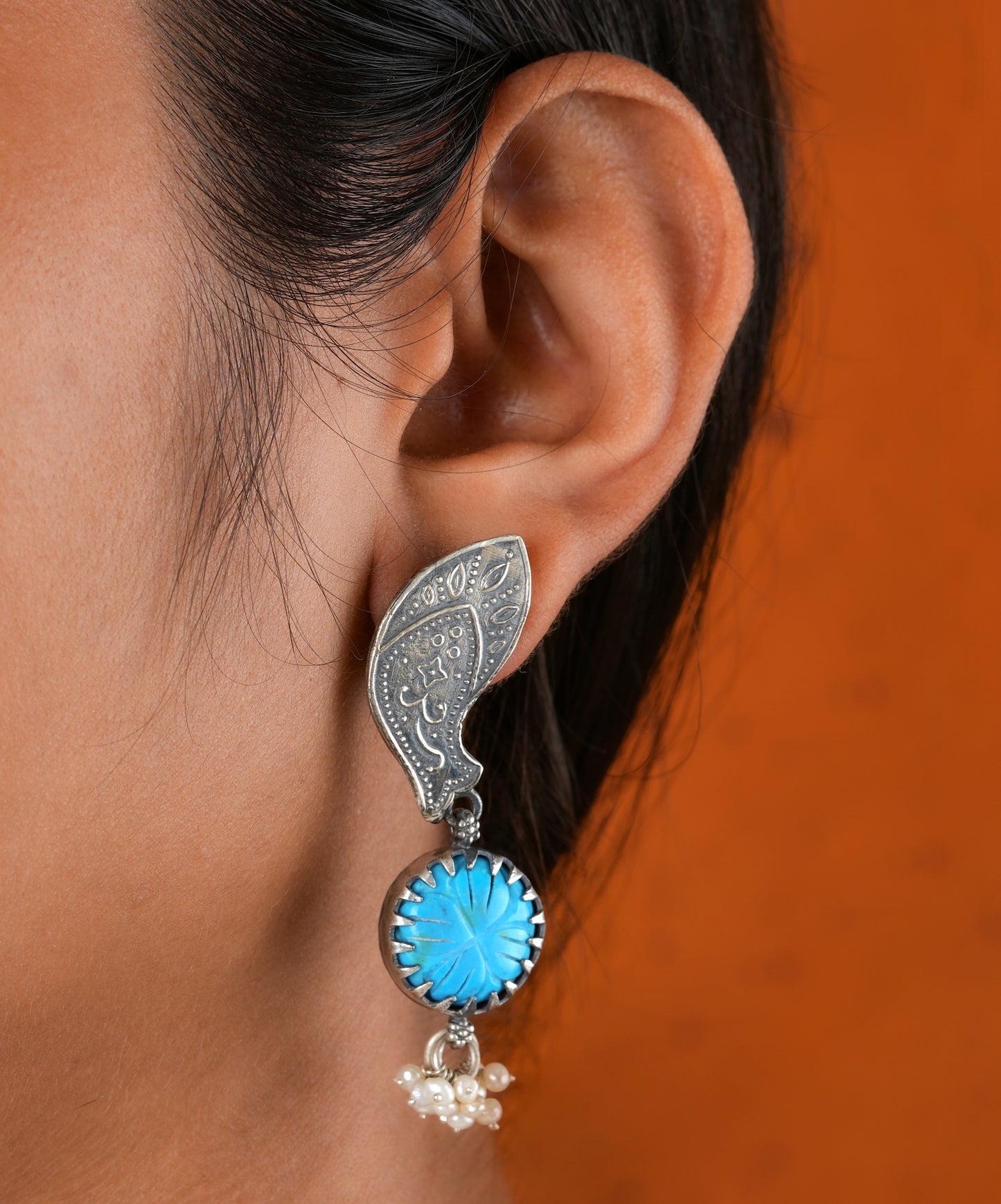 Turquoise Drop Silver Earrings