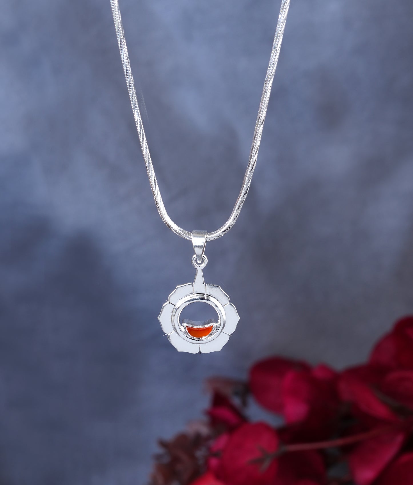 Healing Sacral Chakra Silver Pendant(Swadhishthana Chakra)