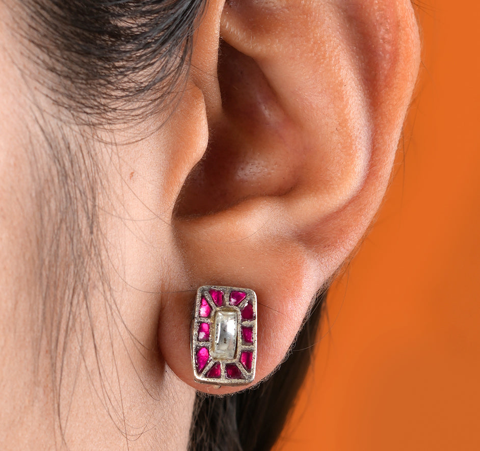 Aayat Pink Kundan Studs