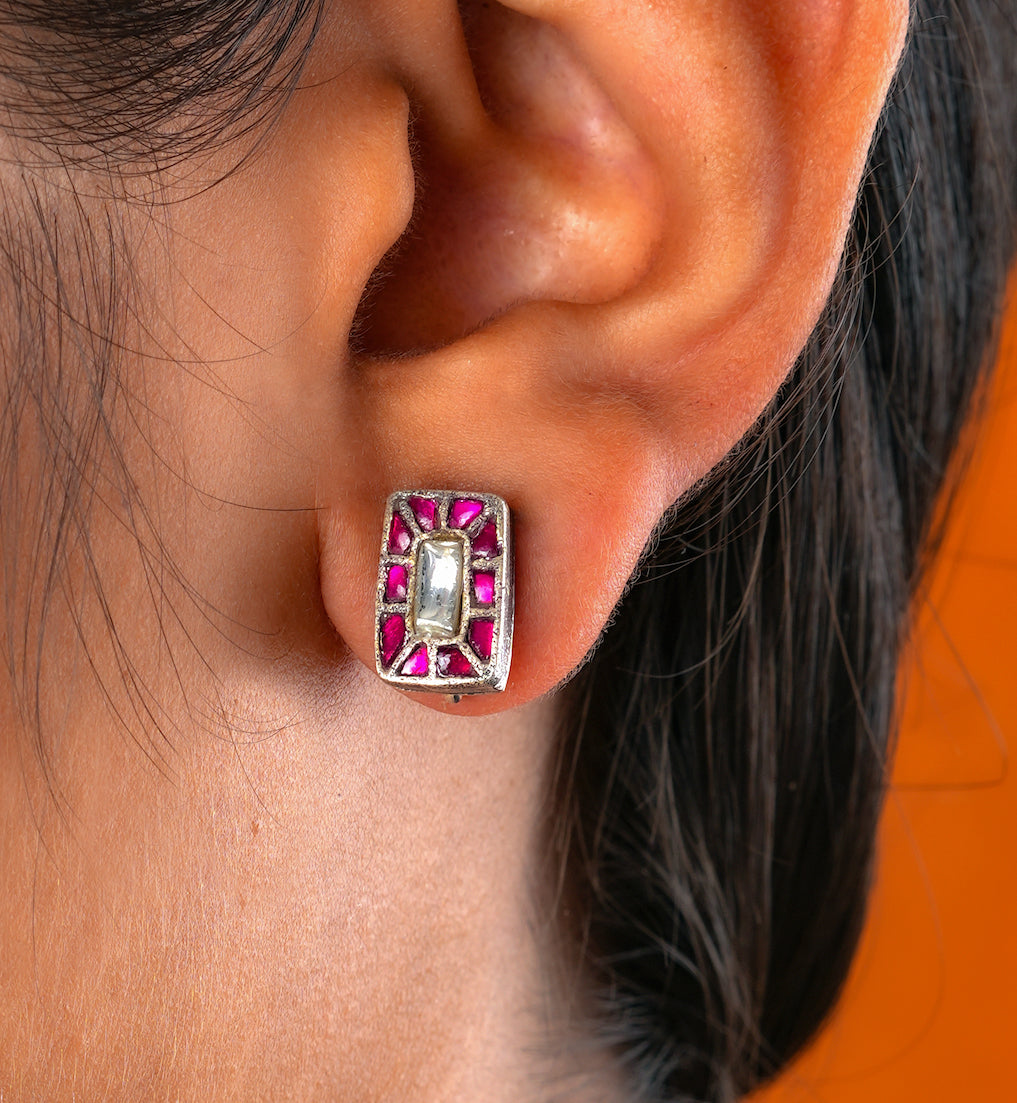 Aayat Pink Kundan Studs