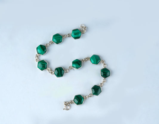 Malachite And Silver Bracelet