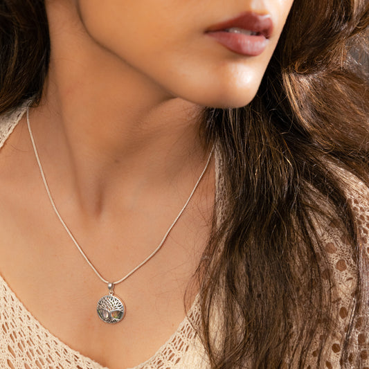 Tree Of Life Silver Abalone Pendant