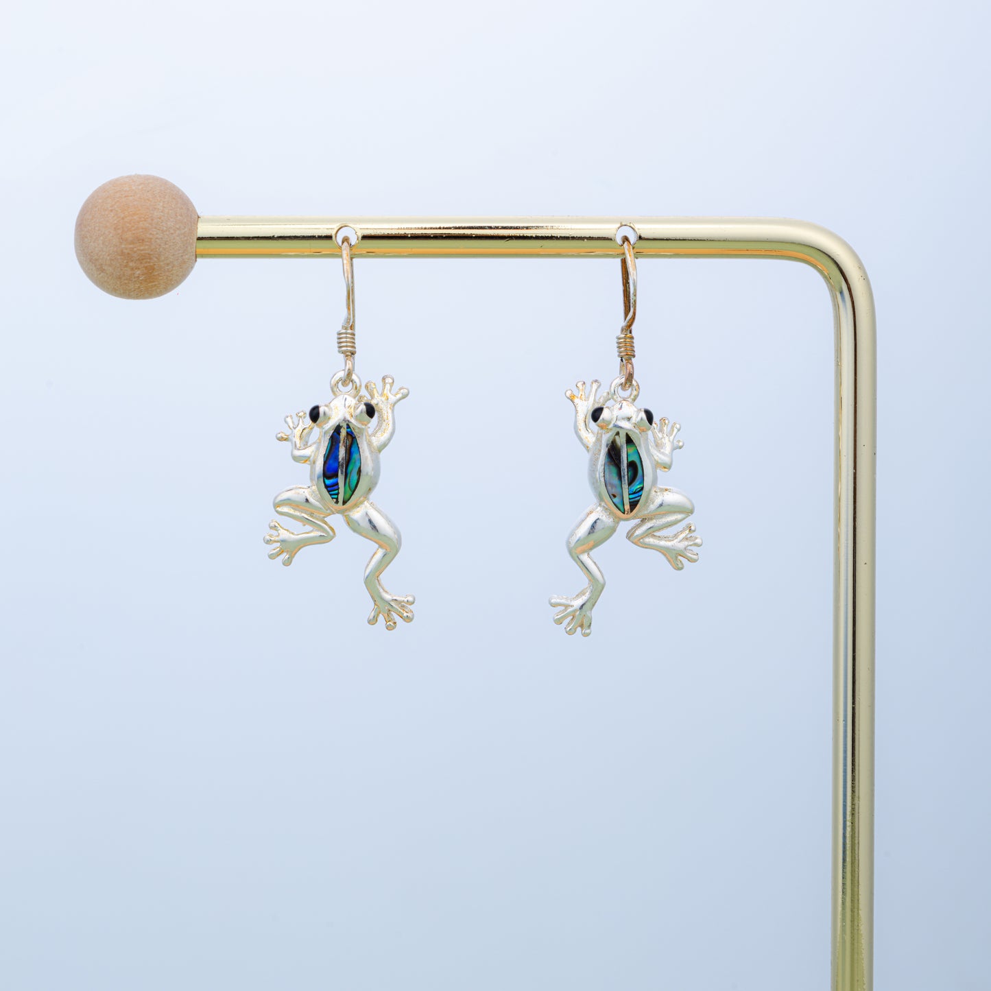 Leaping Frogs Abalone Silver Earrings